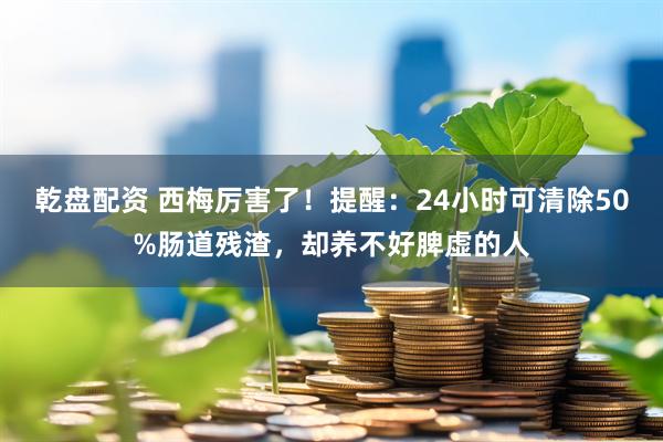 乾盘配资 西梅厉害了！提醒：24小时可清除50%肠道残渣，却养不好脾虚的人