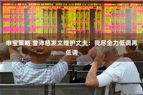 申宝策略 曾沛慈发文维护丈夫：我尽全力低调再低调